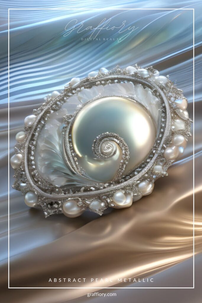 Abstract Gold Silver Pearl Seashell Metallic Artwork